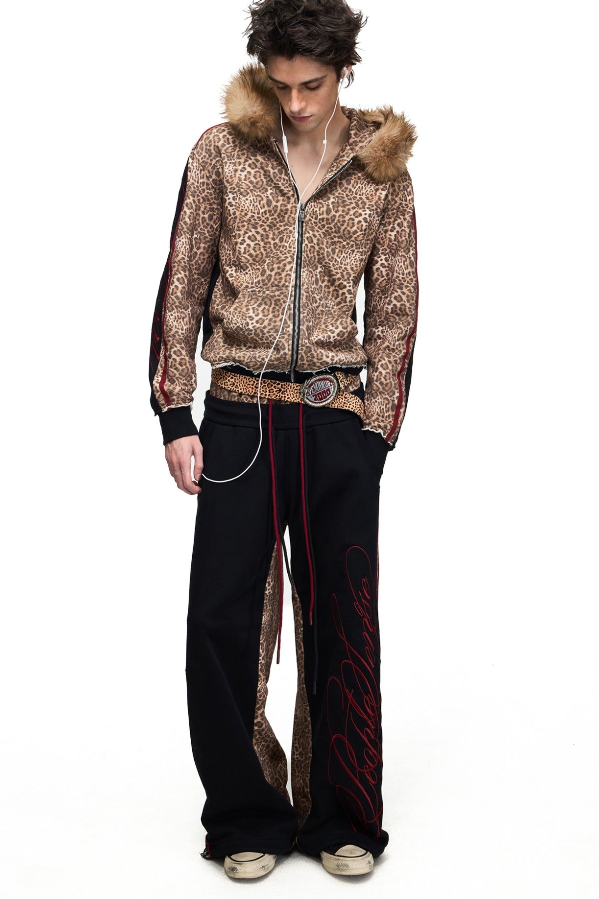 Leopard Print Zip-Up Hooded Jacket