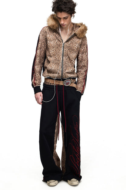 Leopard Print Zip-Up Hooded Jacket