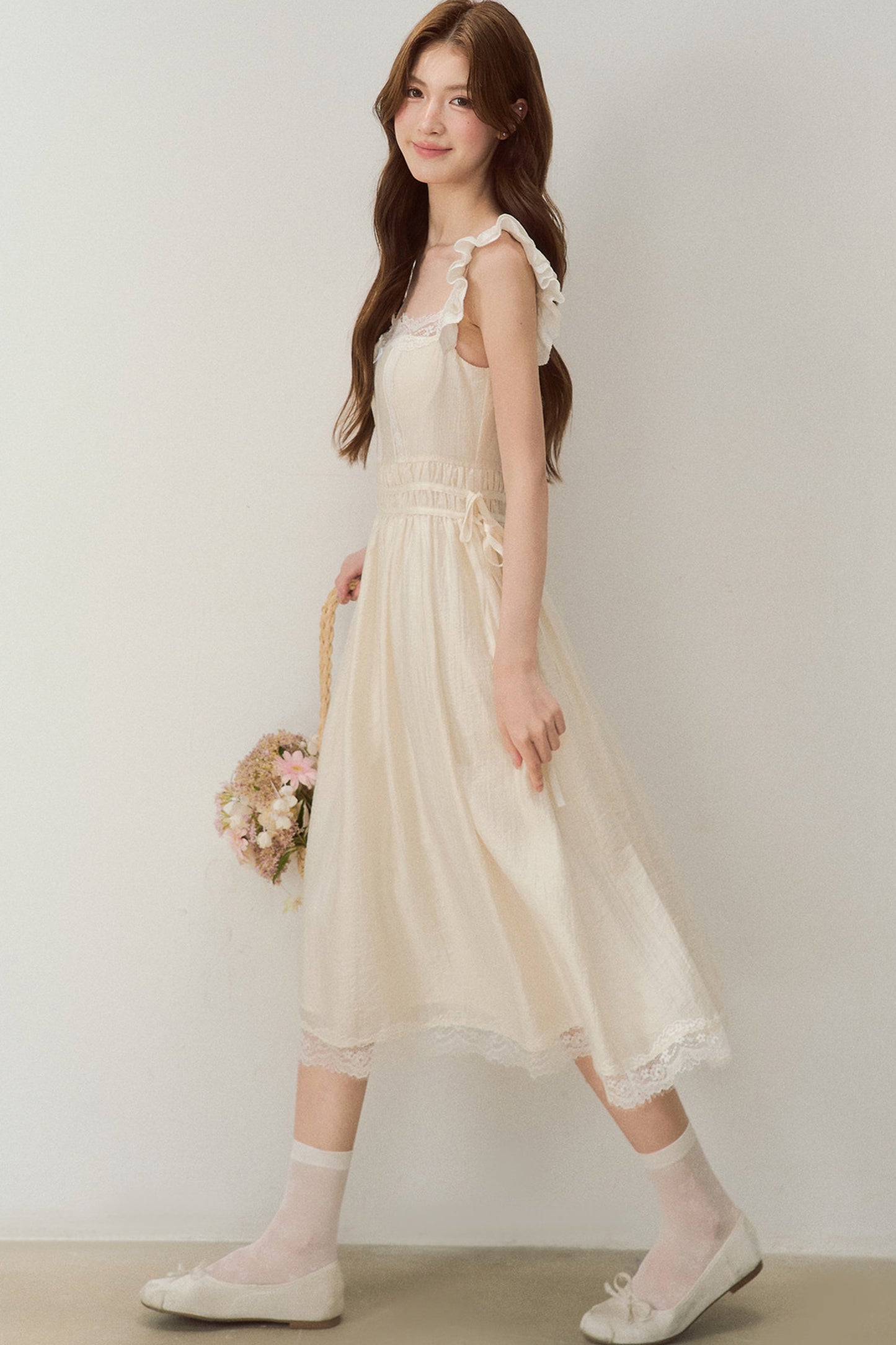 White Shell Lace Dress