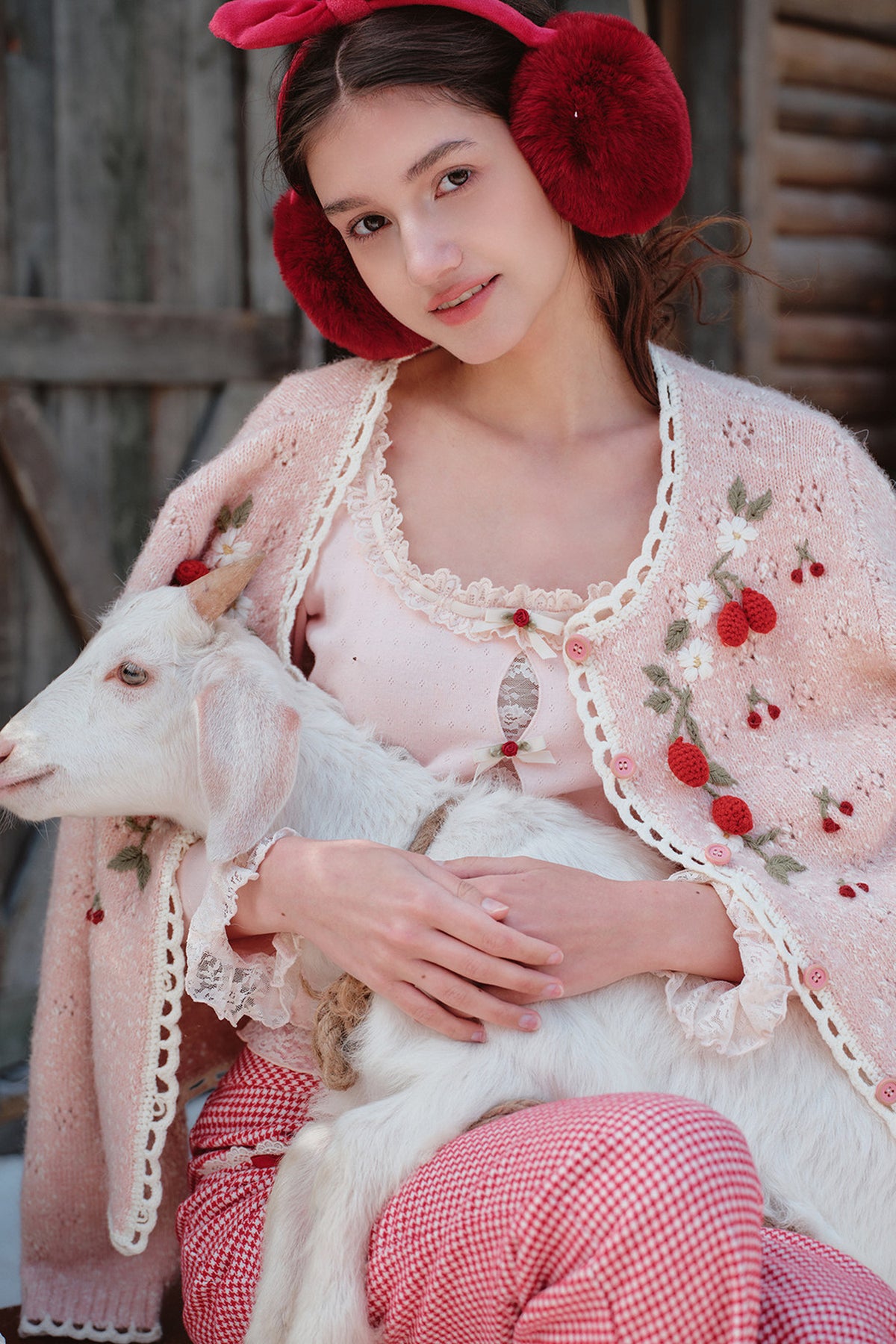 Strawberry Christmas Tree Wool Knit Set-Up