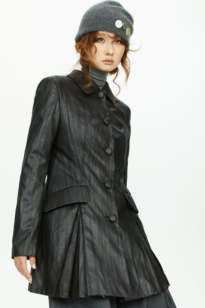 A-Line Long Leather Coat
