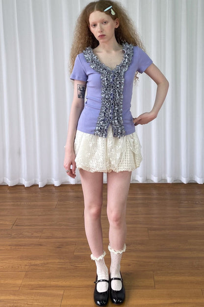 Lace Floral Textured Skirt