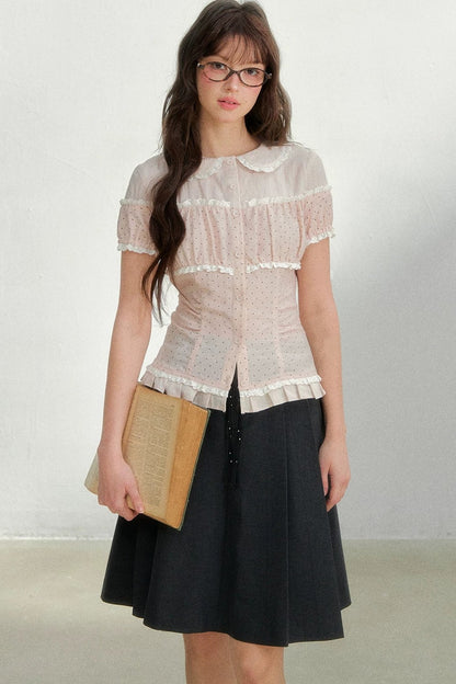 Cotton Linen Polka Dot Blouse