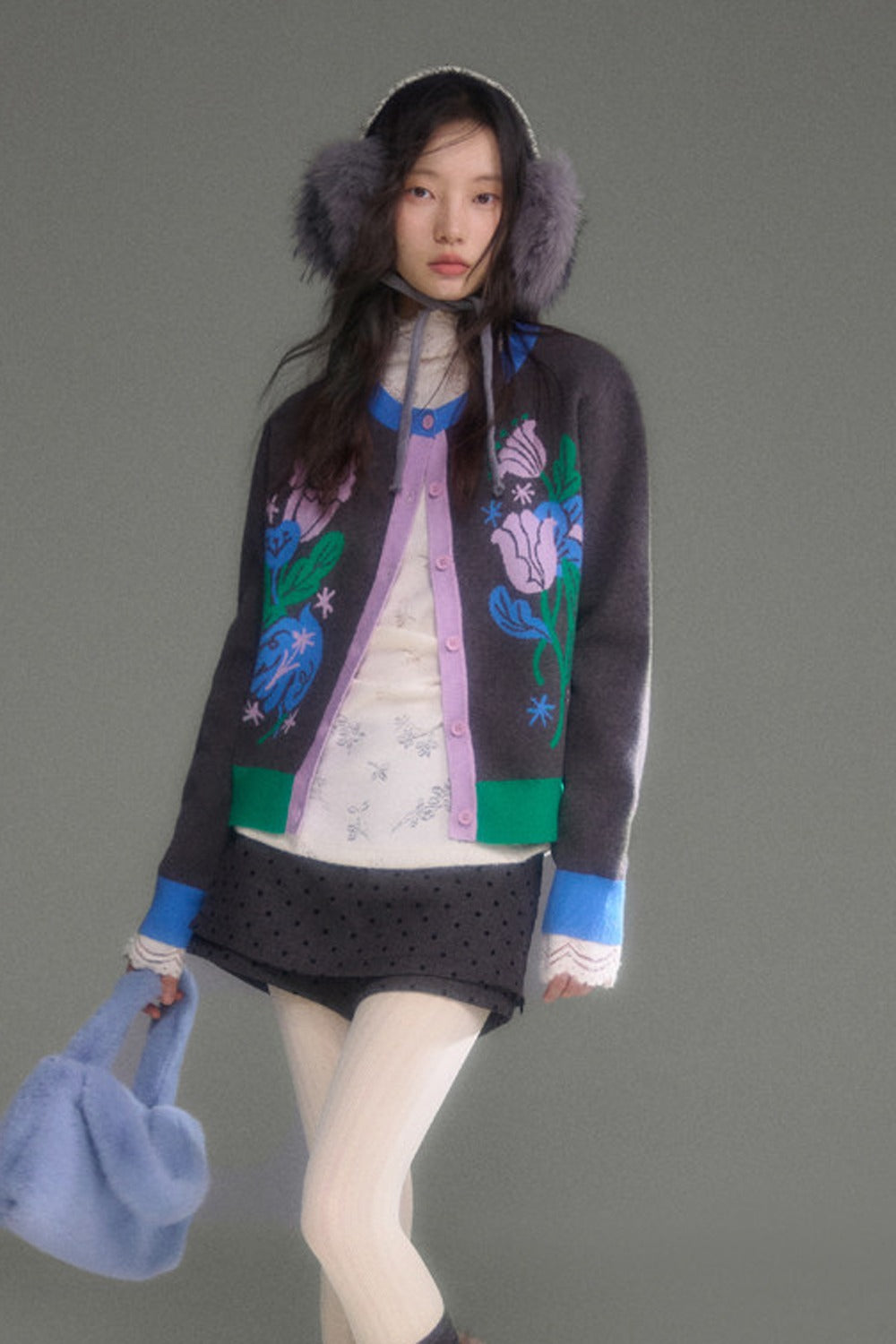 High-Waisted A-Line Polka Dot Layered-Look Skirt