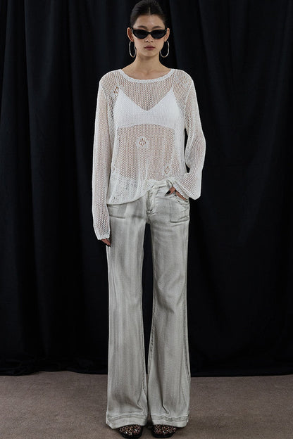 Maglia romantica bianco nuvola con spalle scoperte