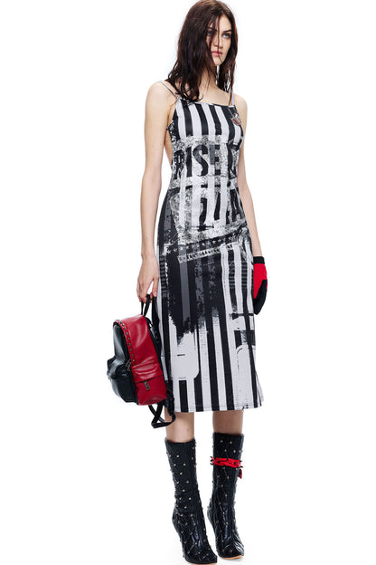 Gradient Distressed Badge Midi Dress