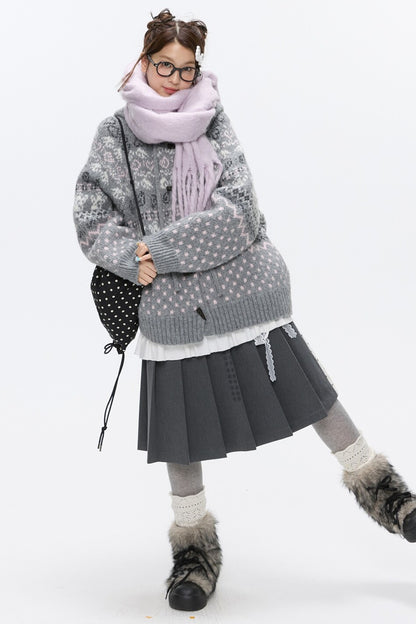 Fair Isle Duffle Button Cardigan