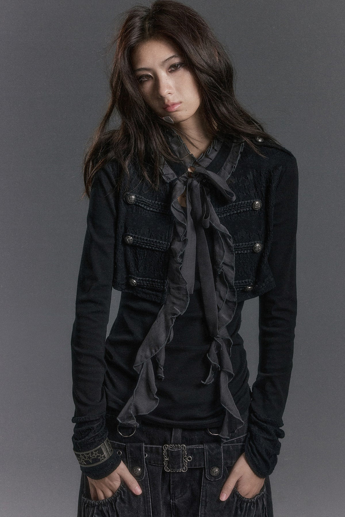Napoleon Chiffon Patchwork Layered-Look Blouse