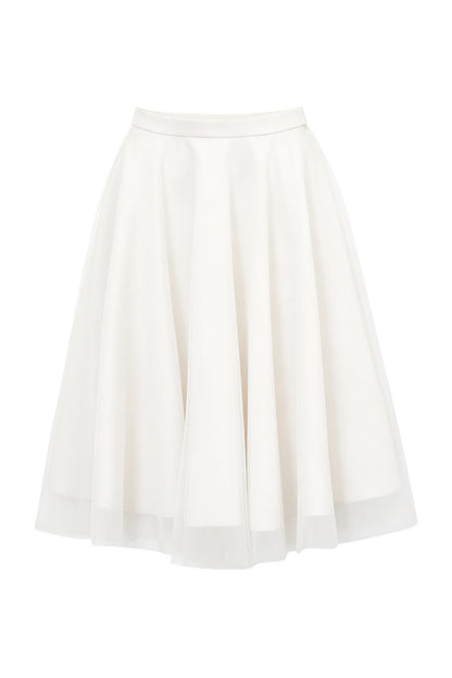 High-Waisted A-Line Puffy Mesh Skirt