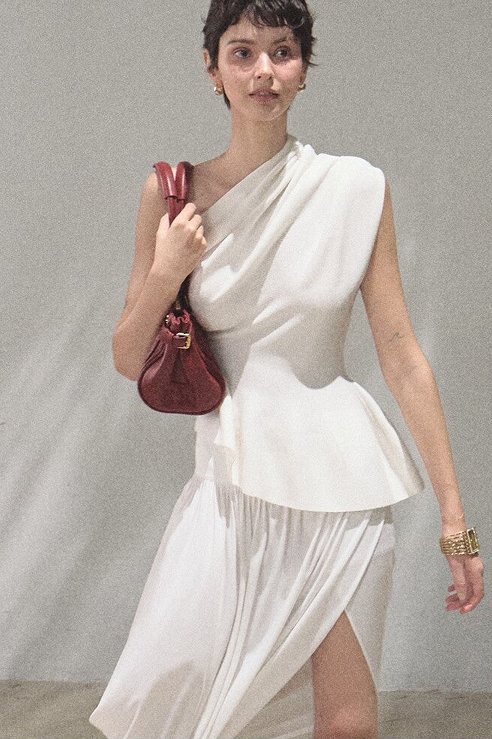 White Asymmetrical Lyocell Top