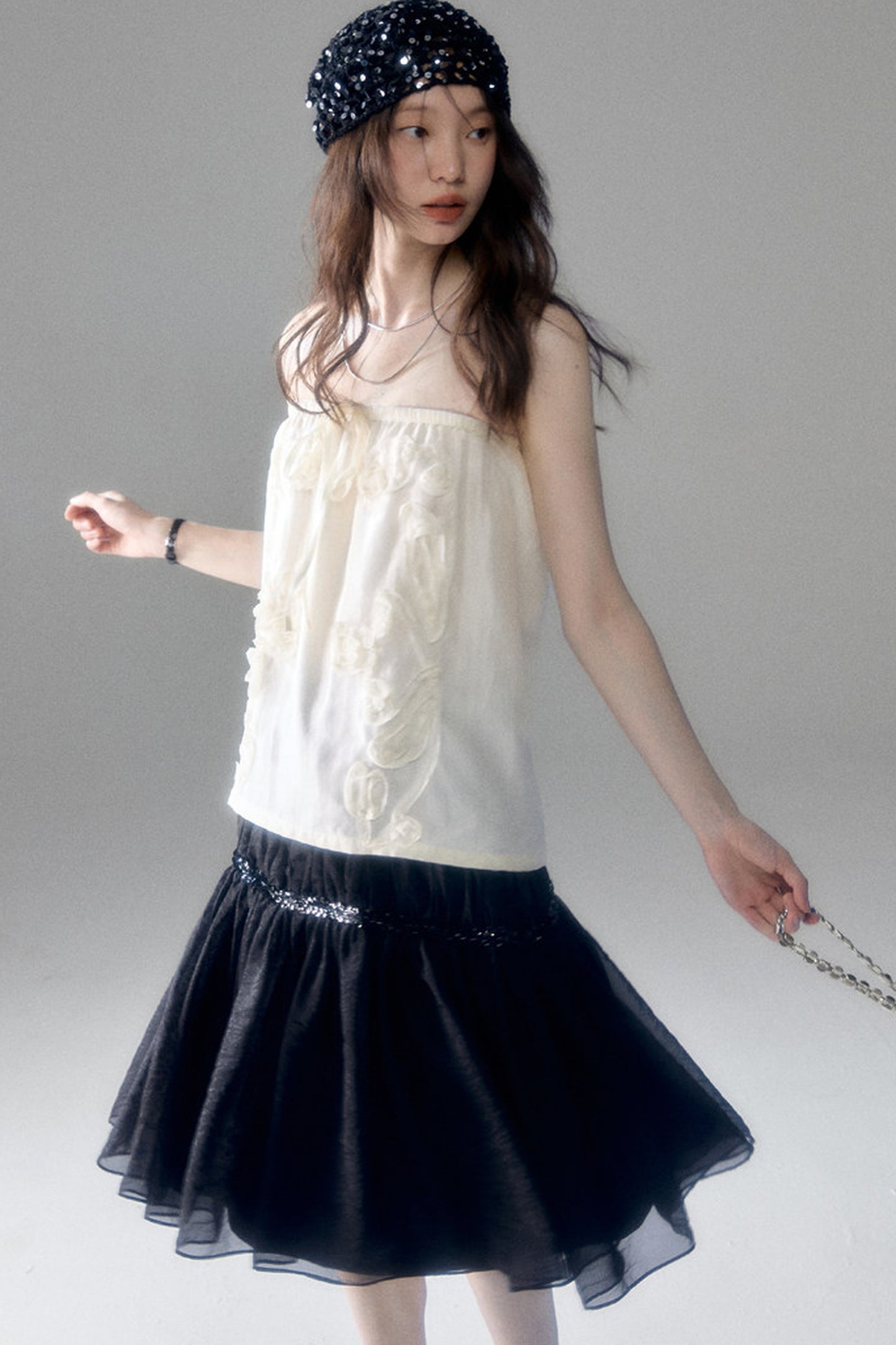 Tencel Acetate Bird Floral Top and Skirt Set-Up