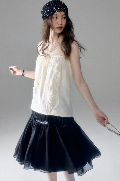 Tencel Acetate Bird Floral Top and Skirt Set-Up