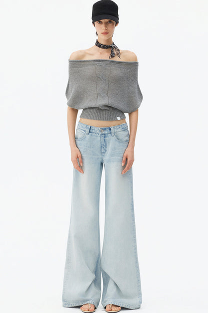 Wool Mohair Off-Shoulder Top