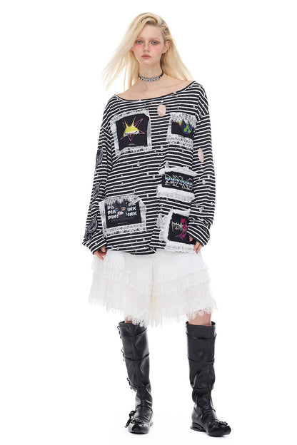 Detachable Layered Patchwork Lace Loose Pants