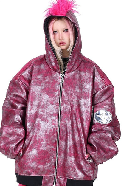 Oversized Acid Wash Bomber Jacket