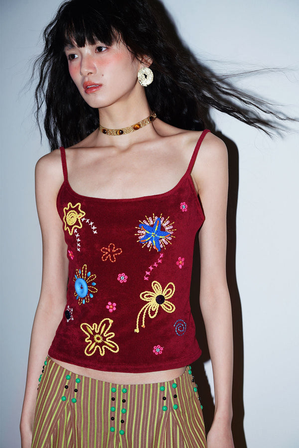 Colorful Rope Embroidery Camisole