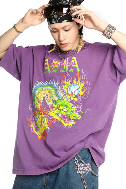 Dragon Print Loose Blouse