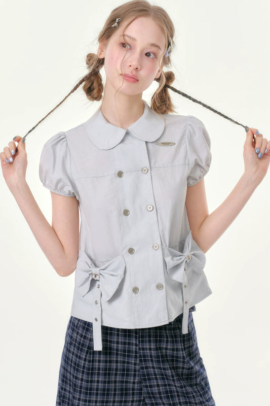 Misty Bow Puff Sleeve Blouse
