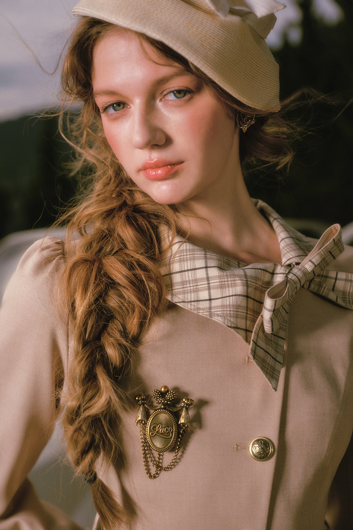 Khaki Trench Coat and Skirt Set-Up