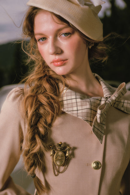 Khaki Trench Coat and Skirt Set-Up