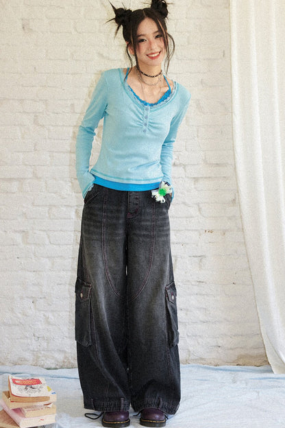 Vintage Wide-Leg Cargo Jeans