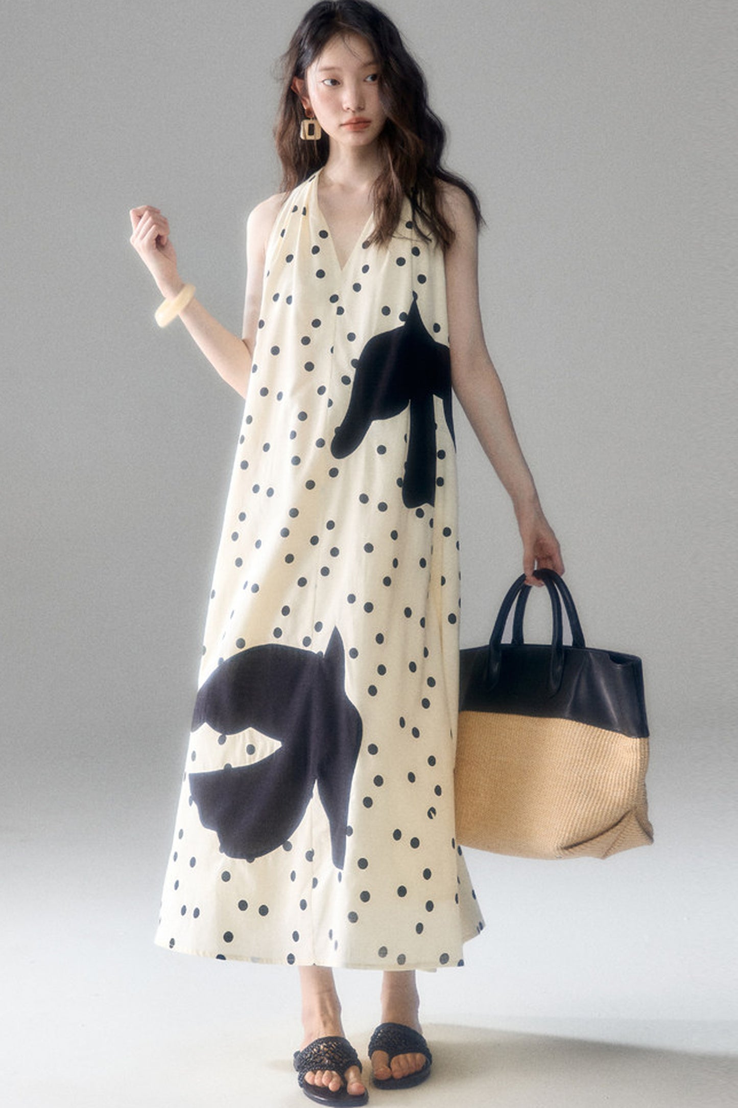 Polka Dot Bird Halter Dress