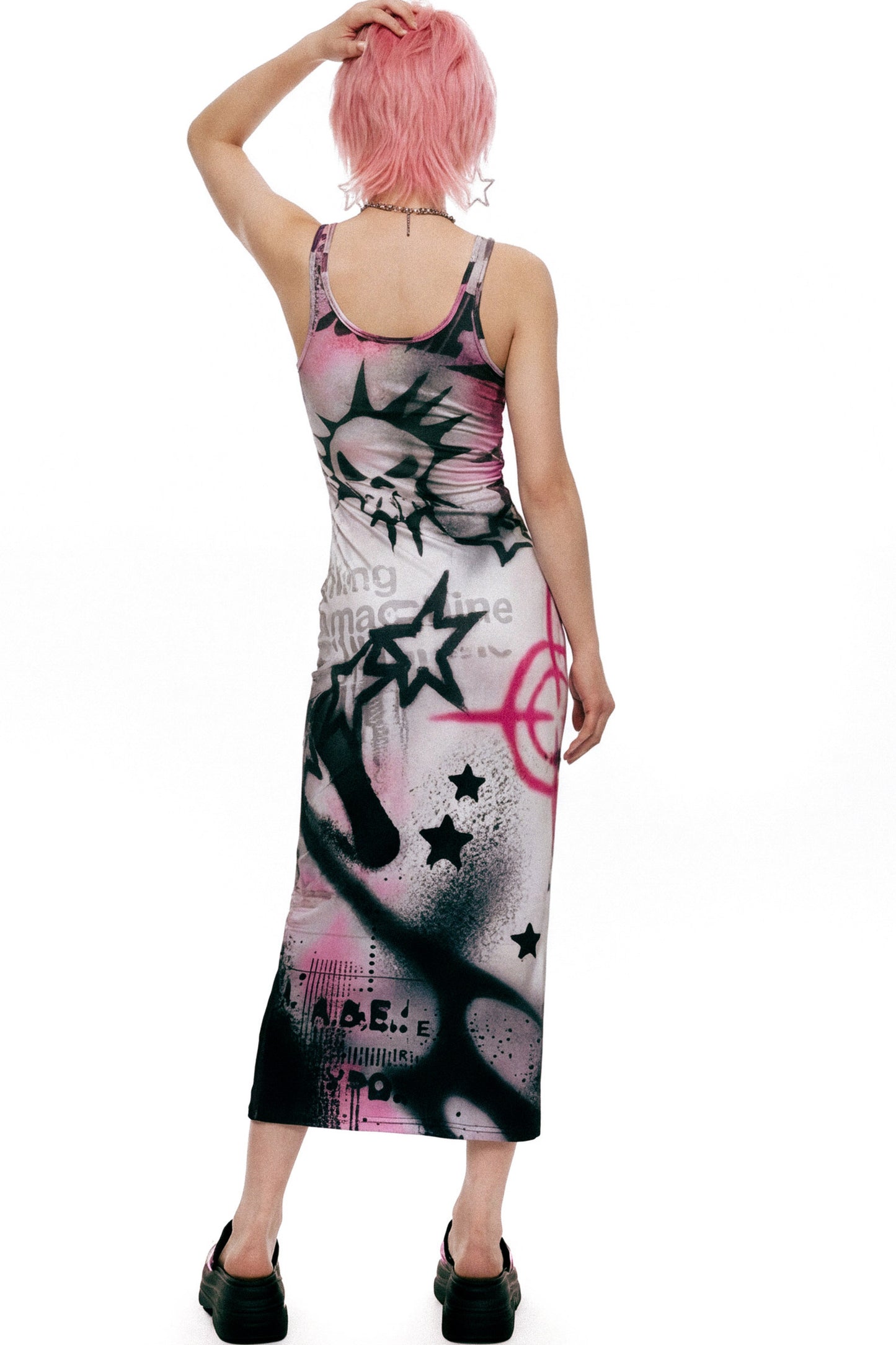 Punk Graffiti Slim-Fit Dress