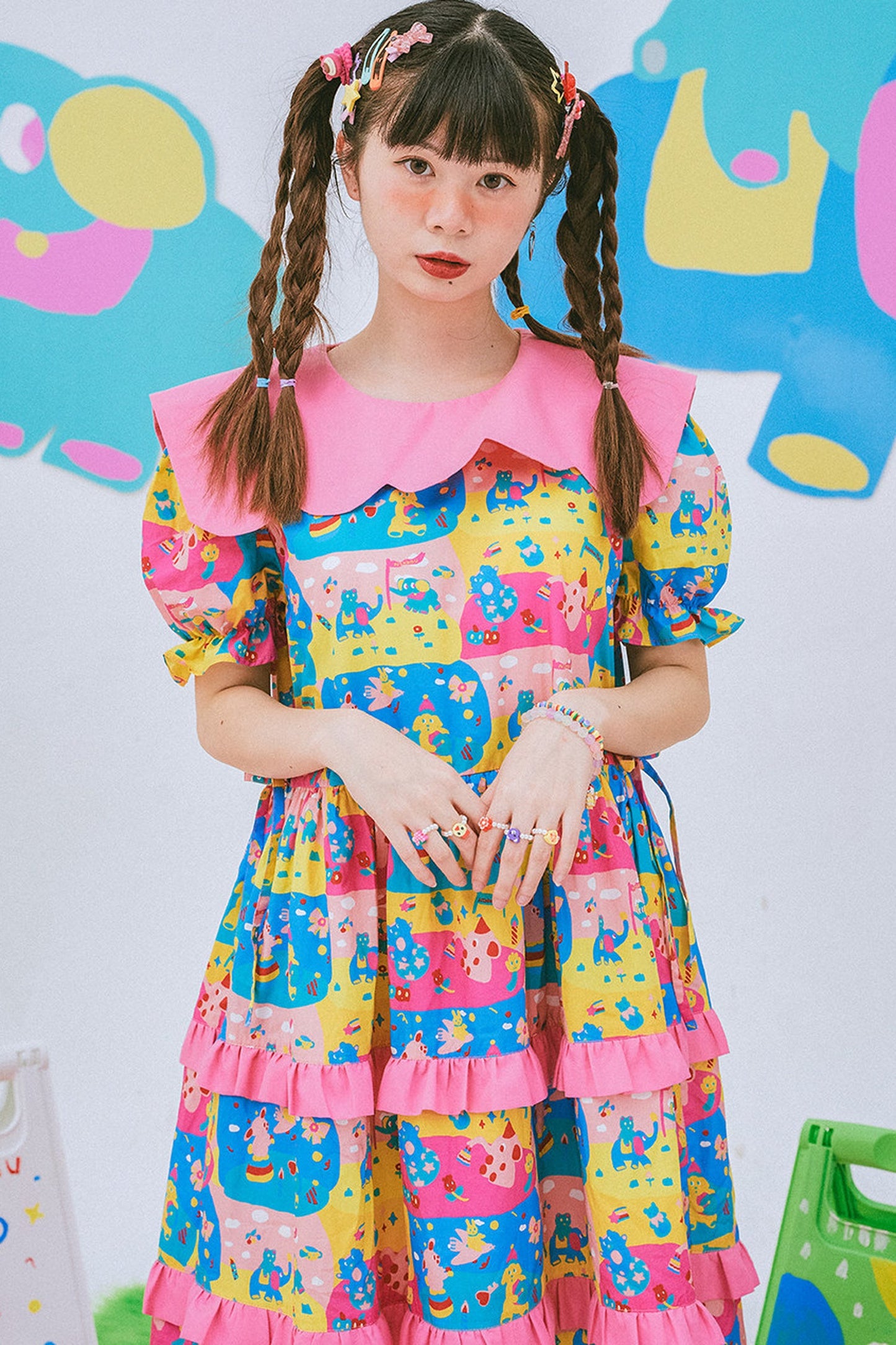 Fun Printed Lace Cake Dress