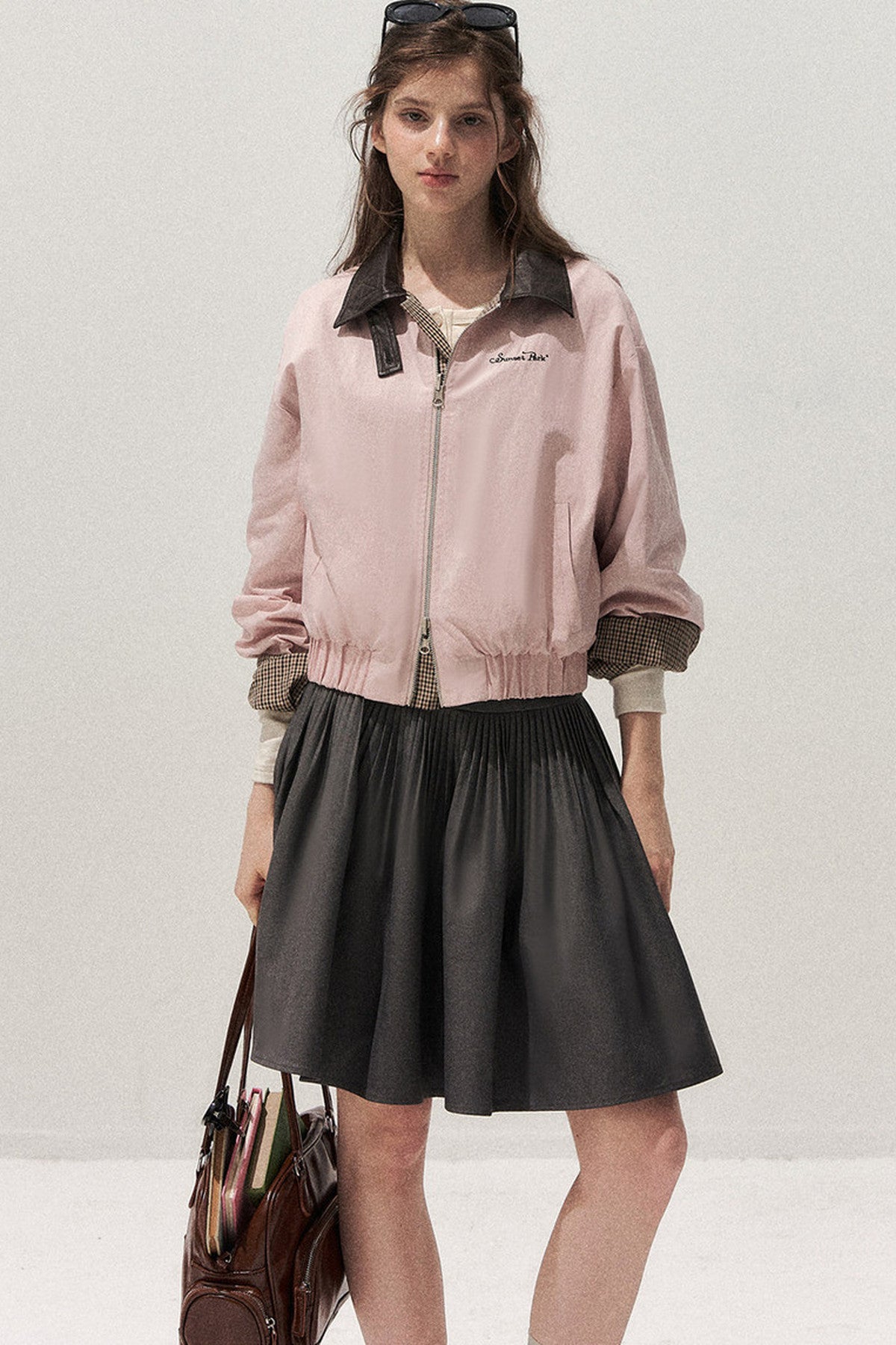 Giacca rosa reversibile pied-de-poule