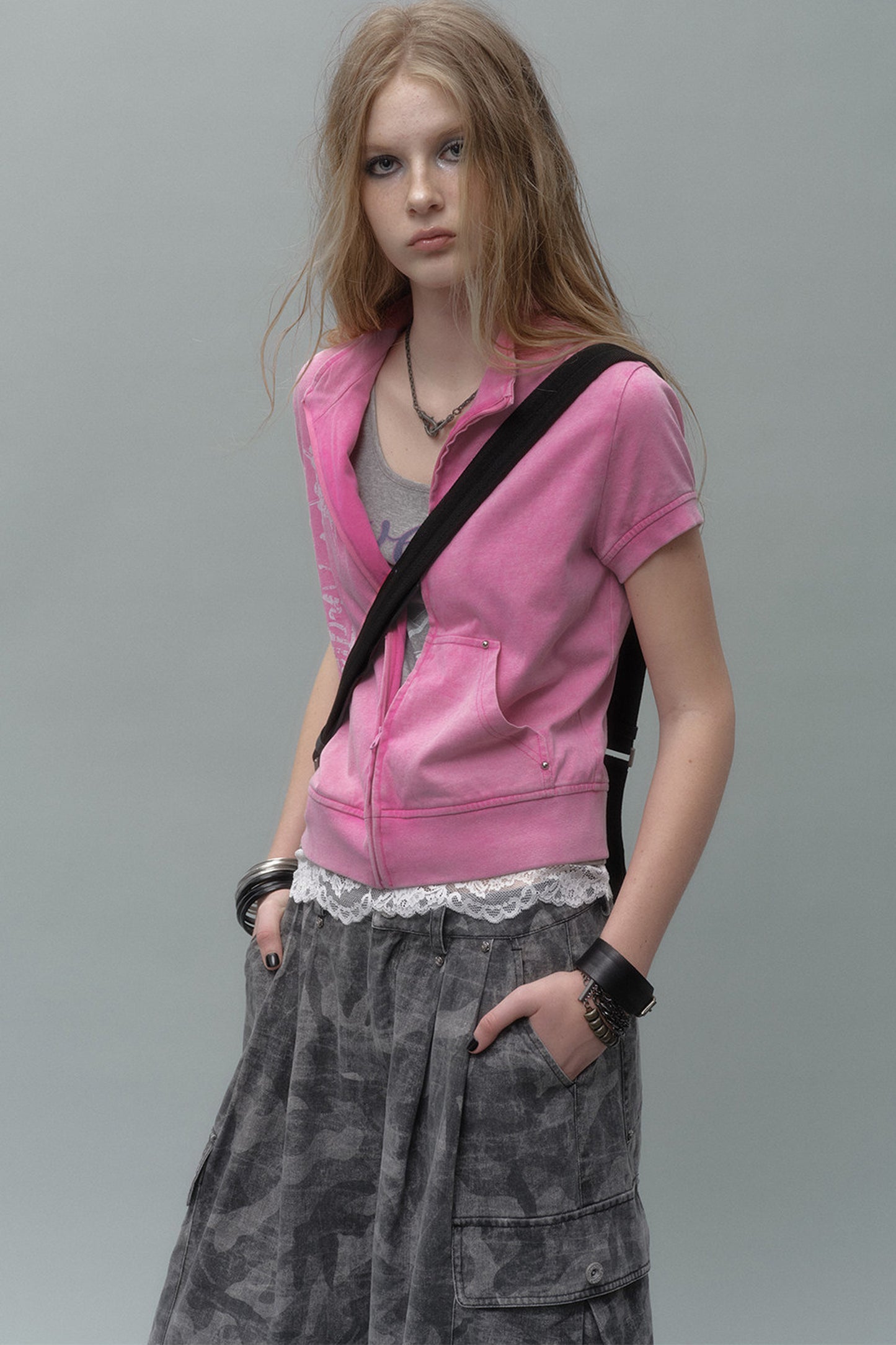 Distressed Punk Layered Sweatshirt