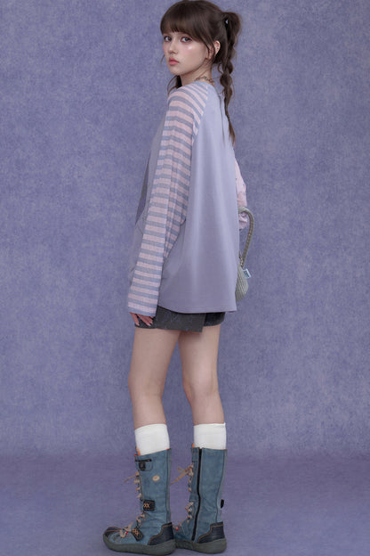 Purple Graffiti Print Raglan Blouse