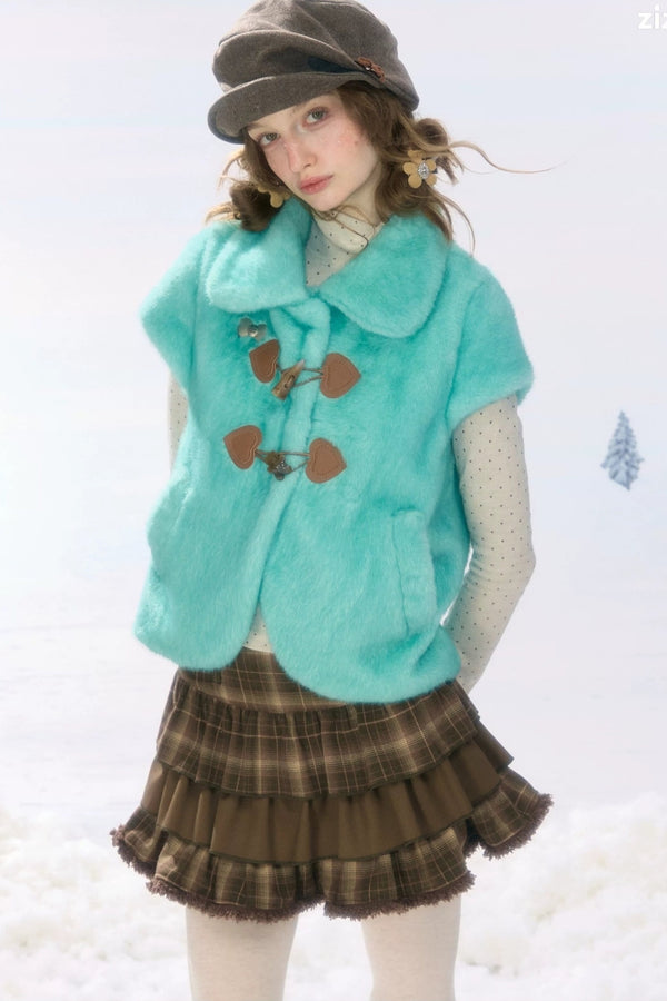 Lamb Wool Toggle Vest Jacket