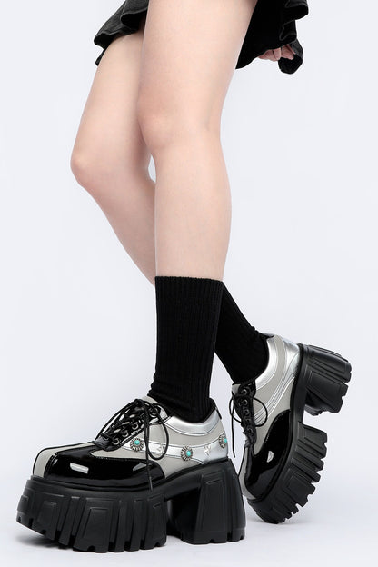Cyberpunk Silver Chunky Platform Shoes