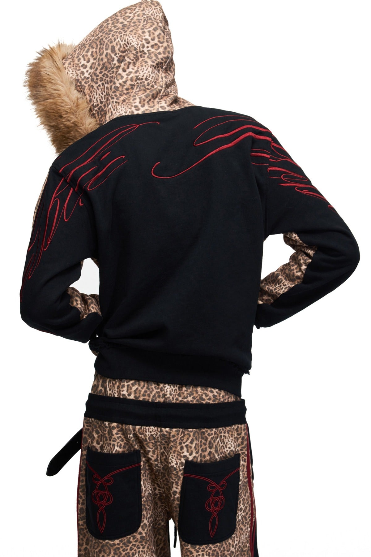 Leopard Print Zip-Up Hooded Jacket