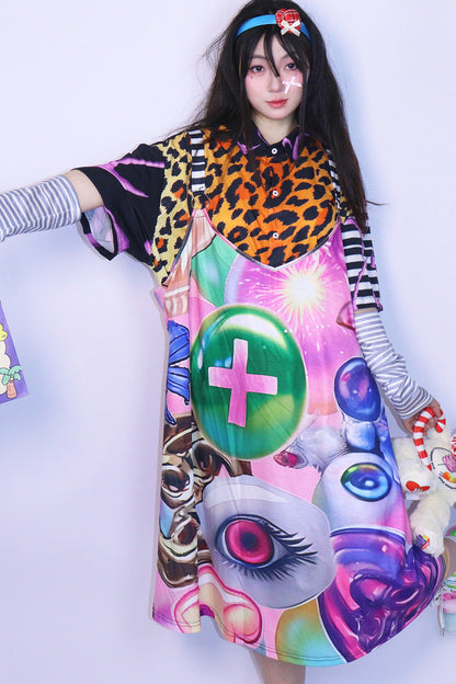 Subculture Printed Suspender Dress