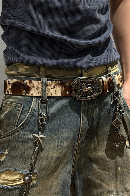 Horsehair Leather Rivet Horse Belt