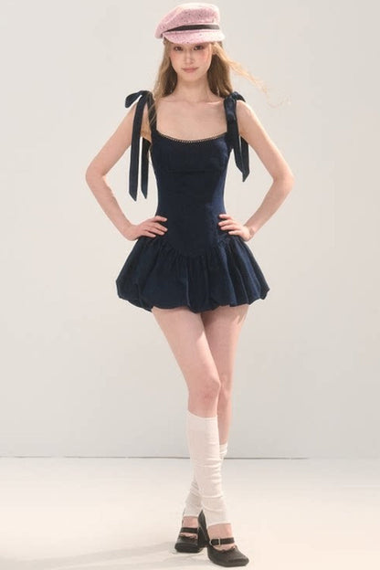 Sweet and Fashionable Puffy Denim Dress