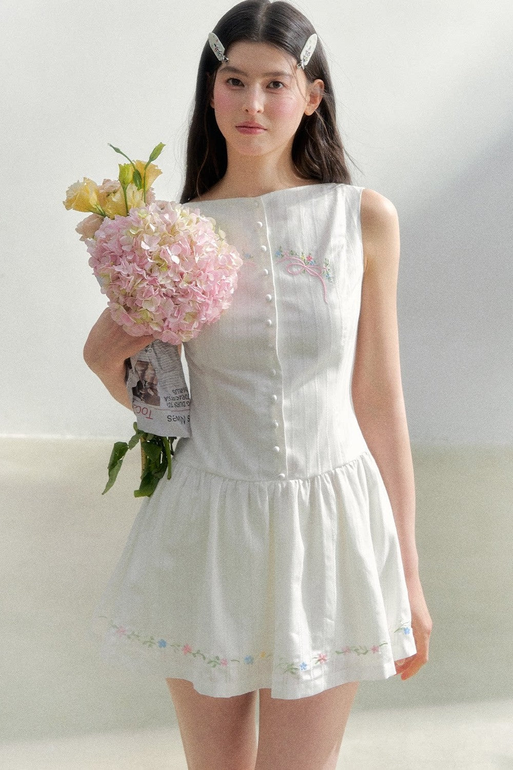 White Embroidered Summer Dress