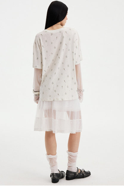 Floral Print Pony Layered Blouse