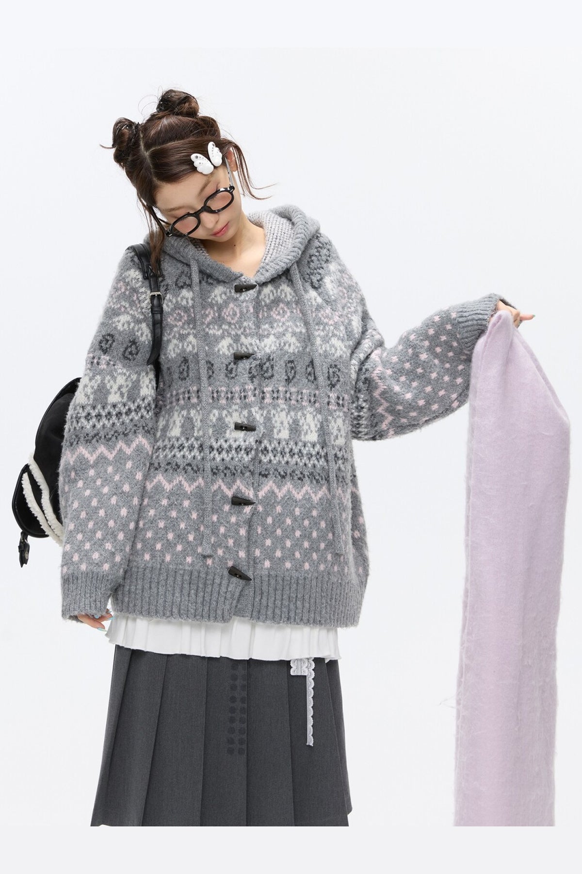 Fair Isle Duffle Button Cardigan