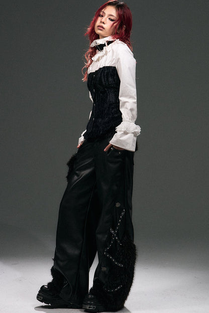 Retro Punk Velvet Bell Sleeve Shirt