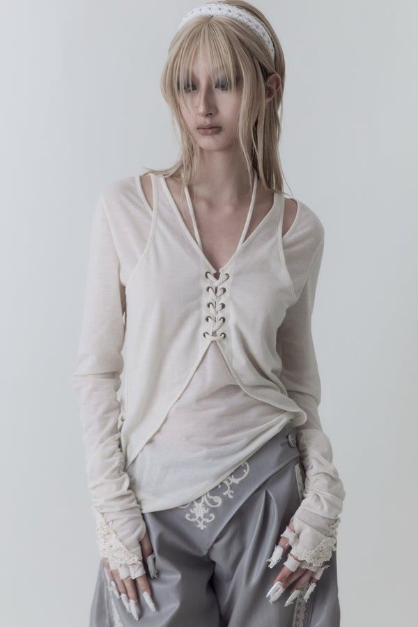 Irregular Hem Embroidery Blouse