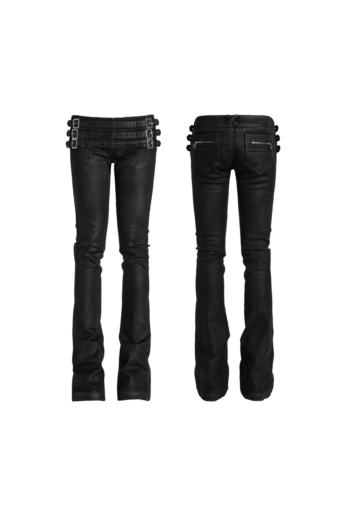 Low-Waist Waxed Denim Jeans
