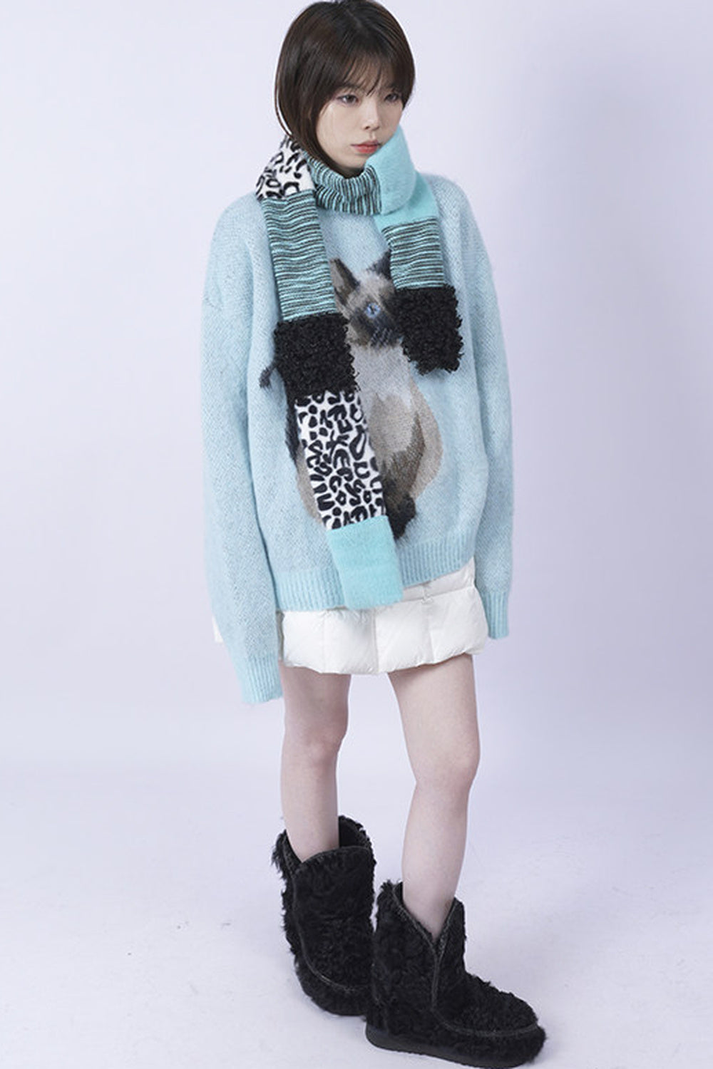 Sciarpa in peluche selvaggia a toppe