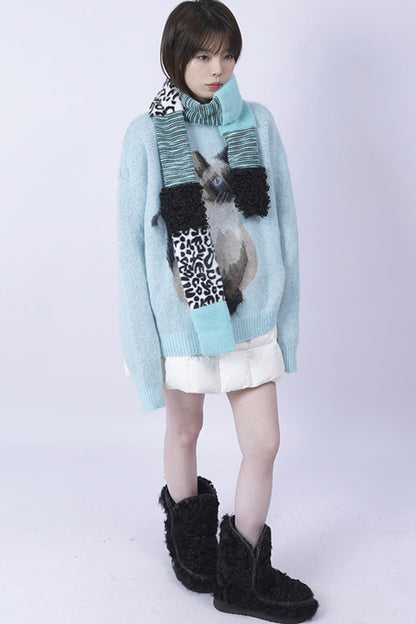 Sciarpa in peluche selvaggia a toppe