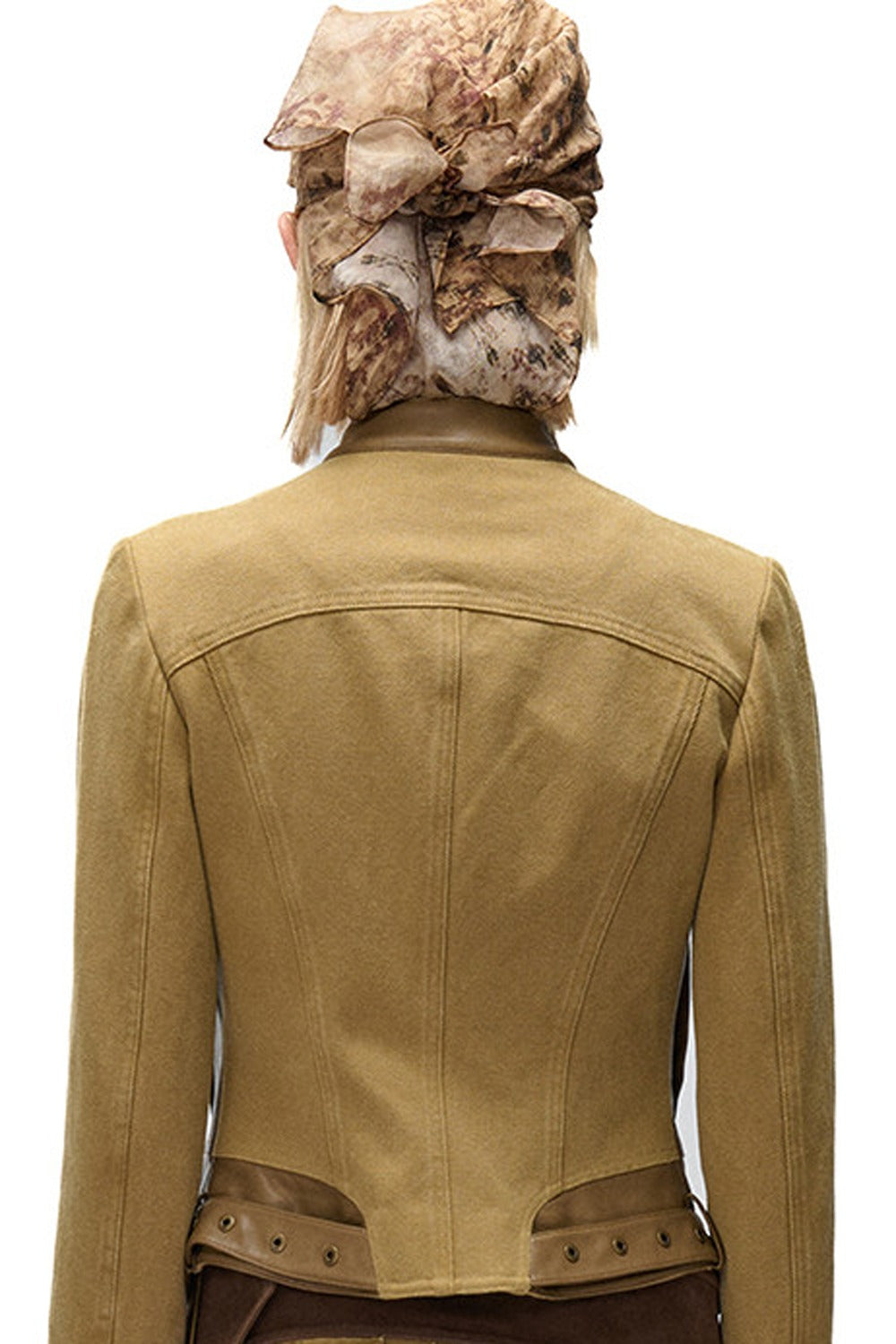Storm Rider Washed Khaki PU Patchwork Jacket