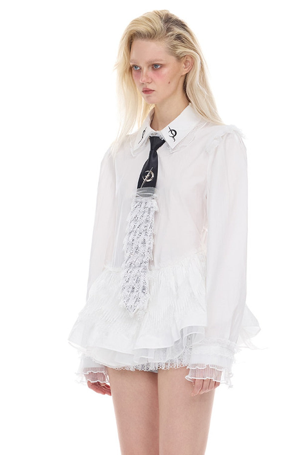 Unisex Y2K Punk Lace Tie Shirt
