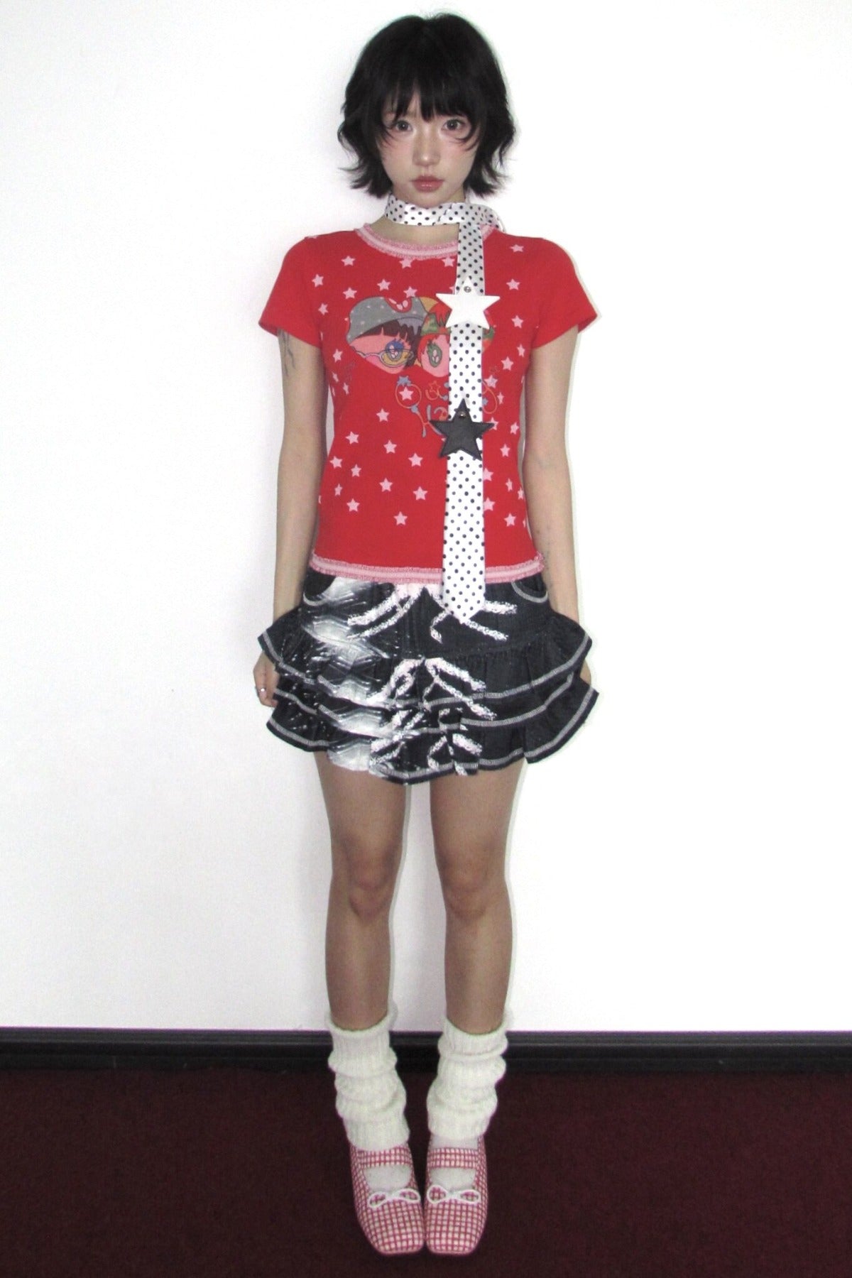 Bird Graphic Lace Trim T-Shirt