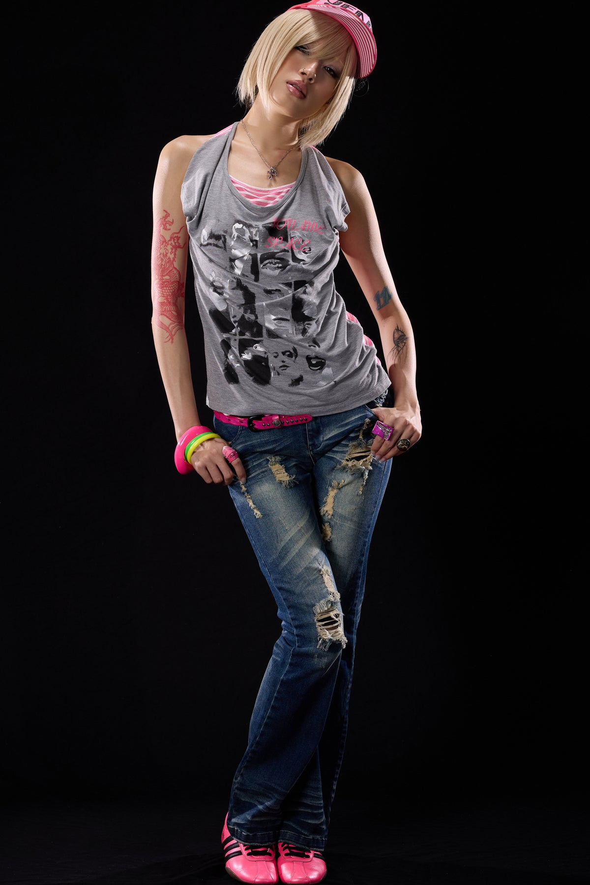Distressed Cross-Studded Flared Jeans
