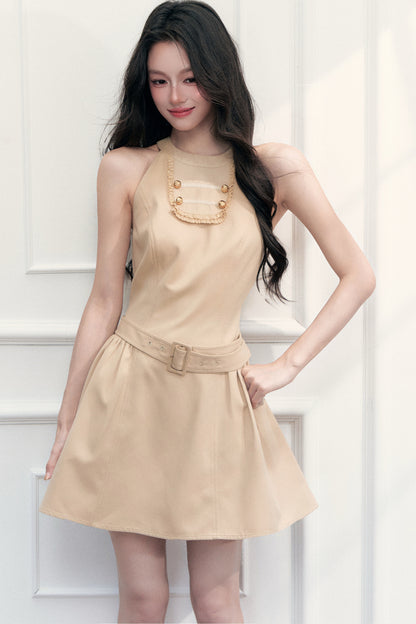 Khaki Cape and Halter Dress Set-Up